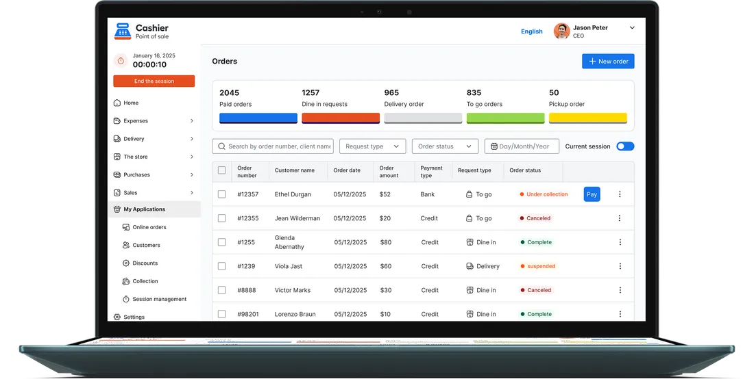 Orders Page Cashier POS